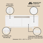 Sideboard With Adjustable Shelves and Soft Close Doors - White, Light Brown, Green