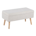 Contemporary Storage Bench with Flip-Top Lid - Beige