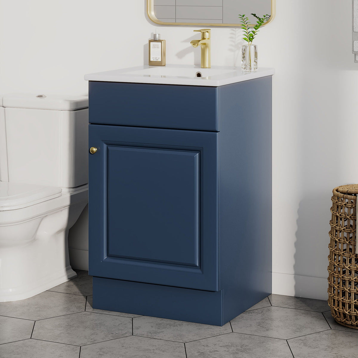 Bathroom Vanity with Sink and Adjustable Shelf - Multiple Colors