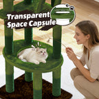 72in Cactus Cat Tree Tower with Transparent Capsule - Green