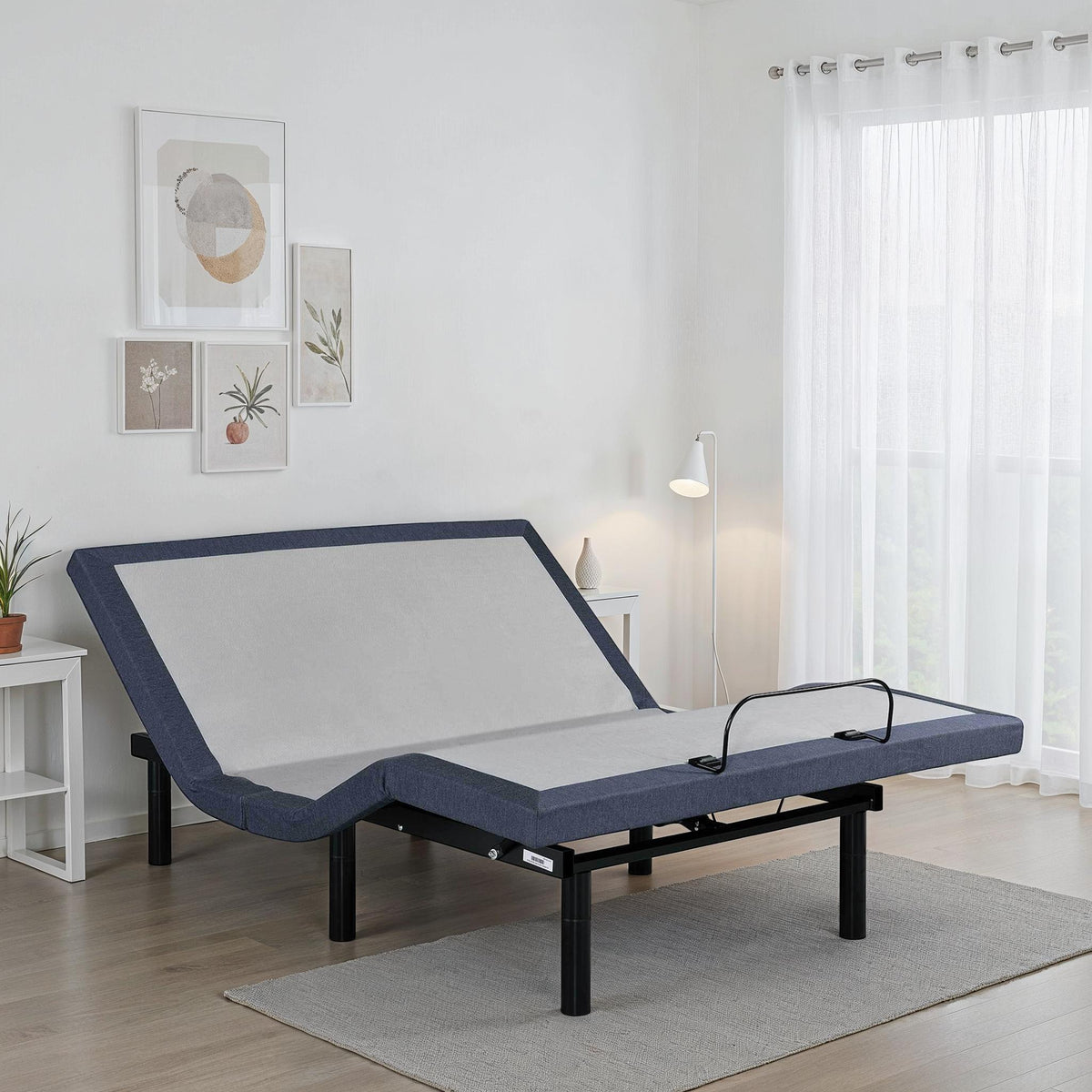 Full Adjustable Bed Base with Wireless Remote - Blue-Gray