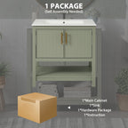 Elegant Bathroom Vanity with Ceramic Sink and Storage - White or Green