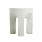 Outdoor Round Top Side Table with Lightweight Concrete Construction - Antique White