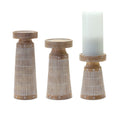 Etched wood design candle holder (set of 3)