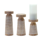Etched wood design candle holder (set of 3)