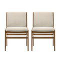 Contemporary Dining Chair Set with Upholstered Fabric Seats - Light Brown