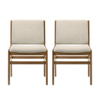 Contemporary Dining Chair Set with Upholstered Fabric Seats - Light Brown