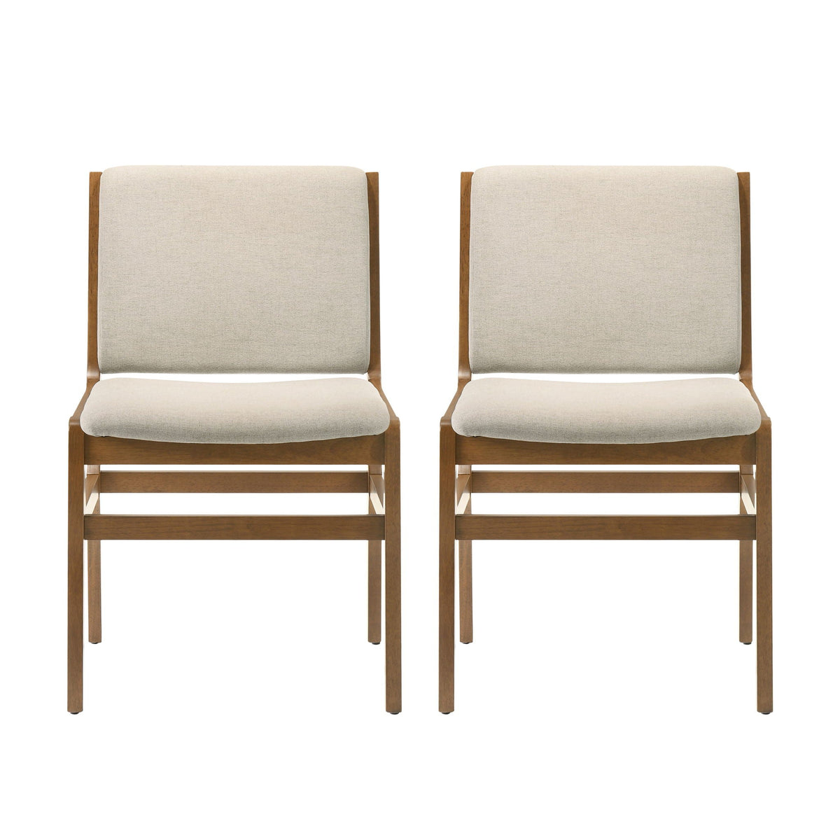 Contemporary Dining Chair Set with Upholstered Fabric Seats - Light Brown