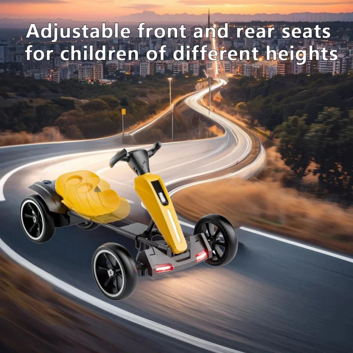 Electric Kids Pedal Go Kart with Adjustable Seat and Foldable Design - Multiple Colors