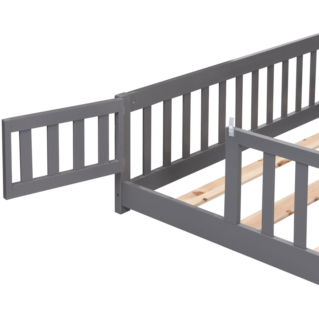 Solid Floor Bed with Door and Safety Fence - Full or Twin Size