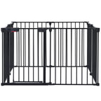 Adjustable Metal Safety Gate Play Yard with Pivoting Panels - Black