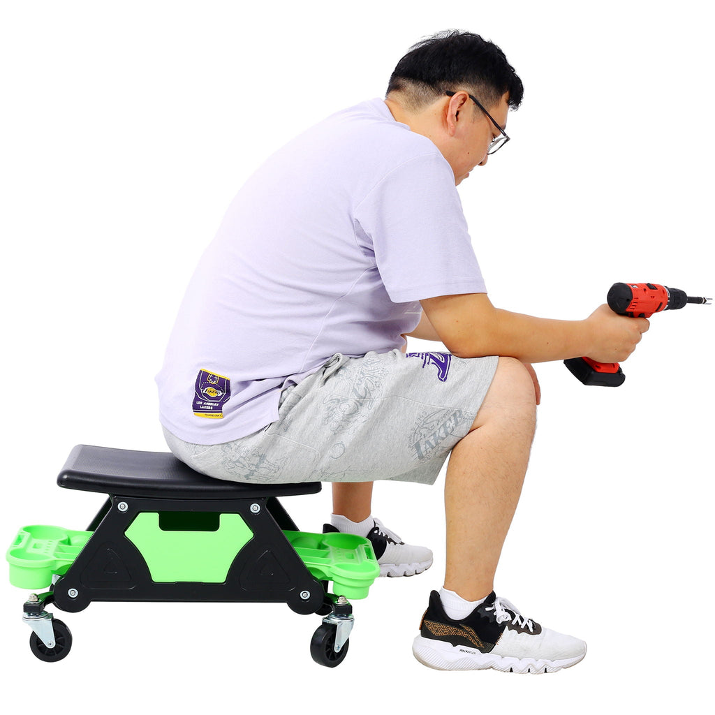 Heavy Duty Mechanic Stool with Tool Storage - Green