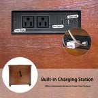 28" Rustic Nightstand with Charging Station - Walnut