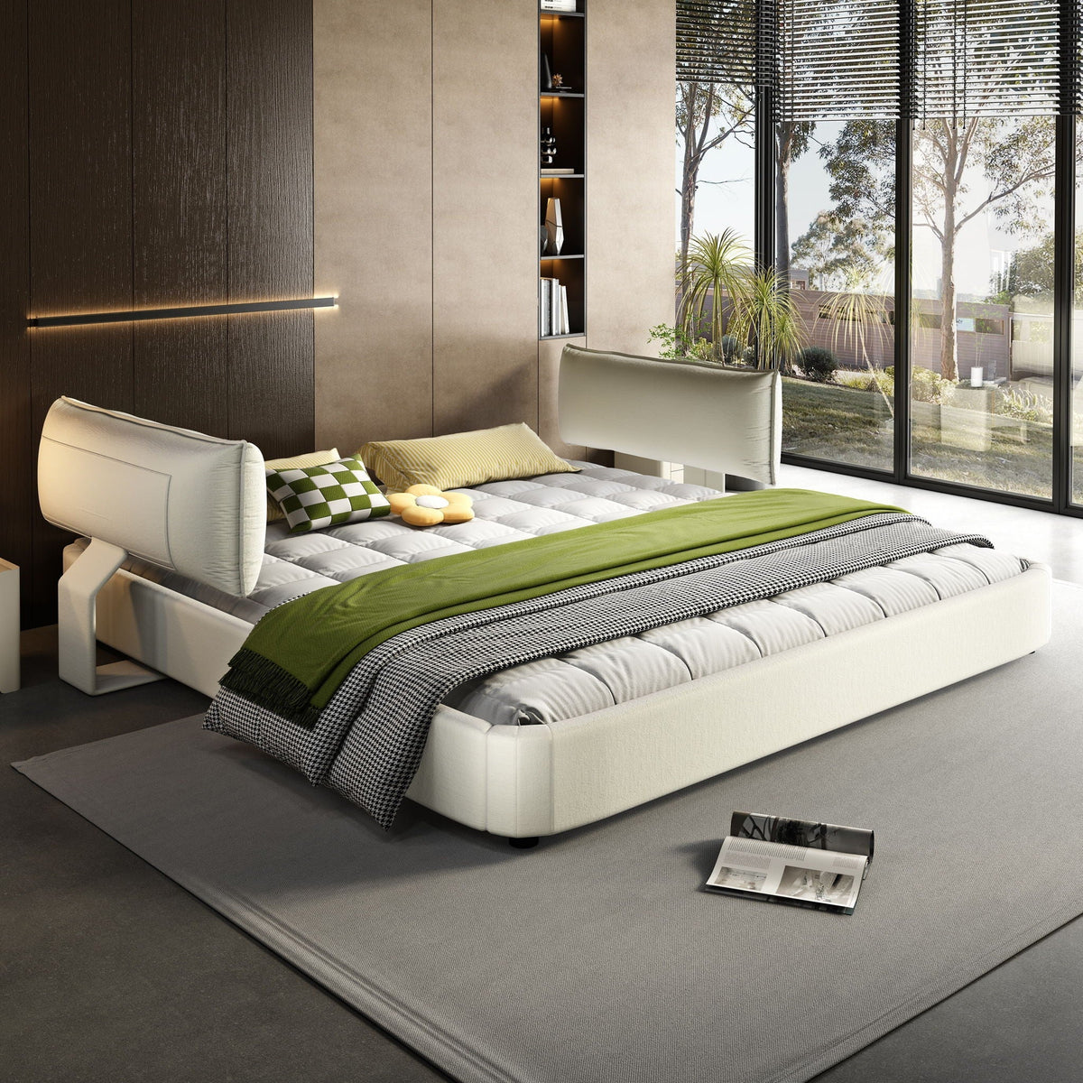 Cloud Bed Frame with Oversized Padded Movable Headboard - King