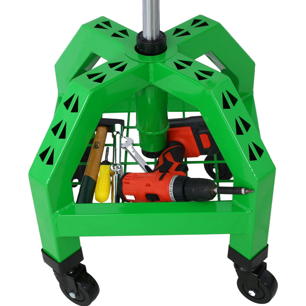 Pneumatic 360 Degree Swivel Creeper Stool with Adjustable Height - Red, Yellow, Green, Dark Gray
