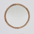 Decorative Round Hanging Wall Mirror with Bead Design Frame - Natural