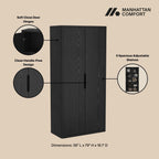 Rivington Bookcase Cabinet with Adjustable Shelves - Black, Dark Brown, or Light Brown