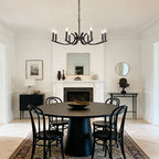 8-Light Farmhouse Chandelier with Adjustable Height - Black Metal