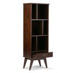 Mid Century Wide Bookcase with Storage Drawers - Multiple Colors