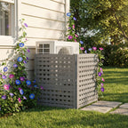 3 Panel Outdoor Air Conditioner Fence Screen with Solid Wood - Light Brown or Dark Gray