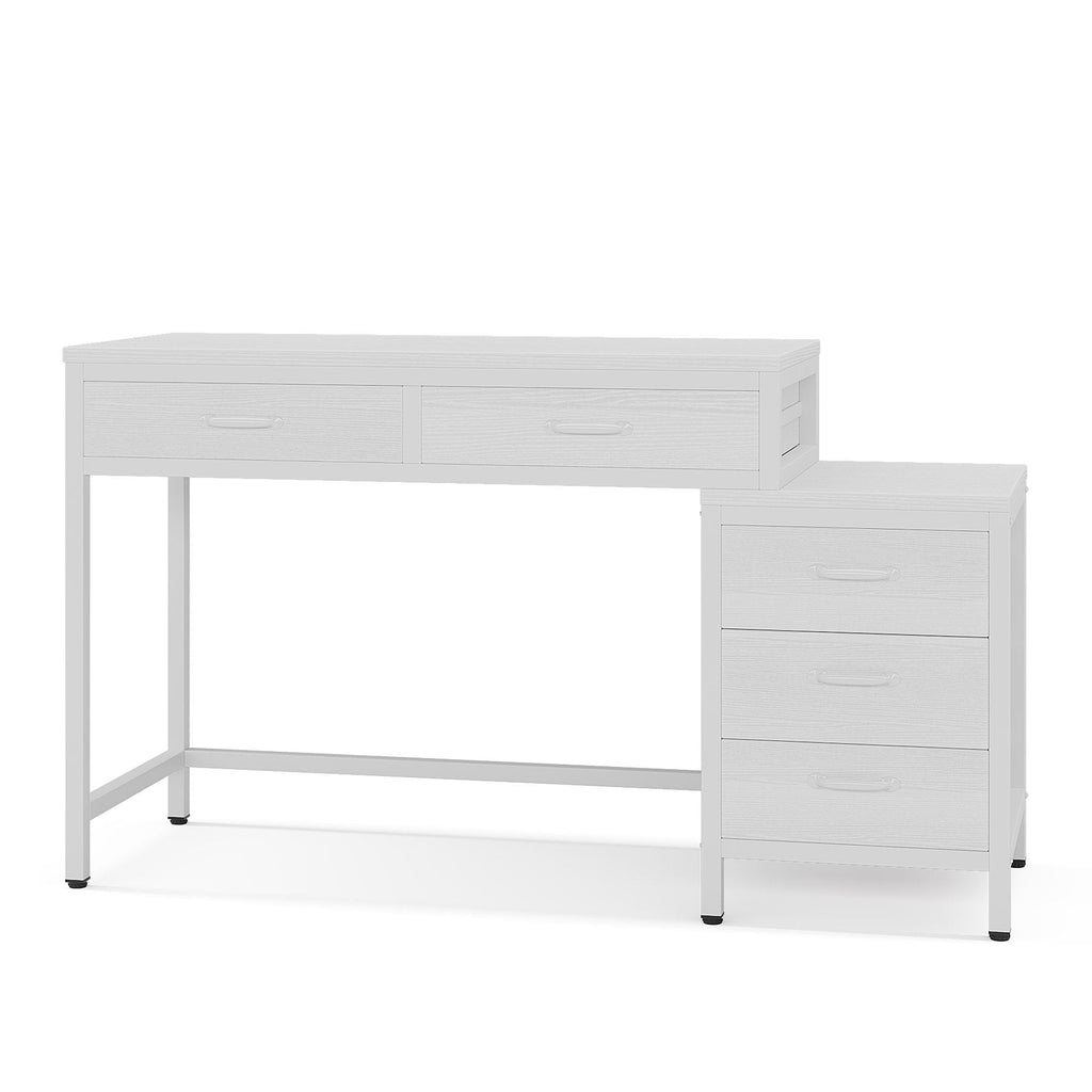 Computer Desk with Reversible 5 Drawer Storage - White or Light Brown