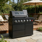 46-Inch 6-Burner Gas Outdoor Grill with LED Controls - Black