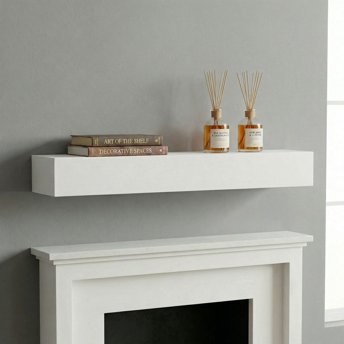 Floating Fireplace Mantel Shelf with Invisible Wall Mount - Multiple Colors