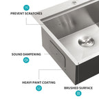 Stainless Steel Drop In Kitchen Sink with Workstation - Gray or Gold