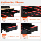 Heavy Duty Tool Cart with 19 Drawers and Locking System - Black/Red