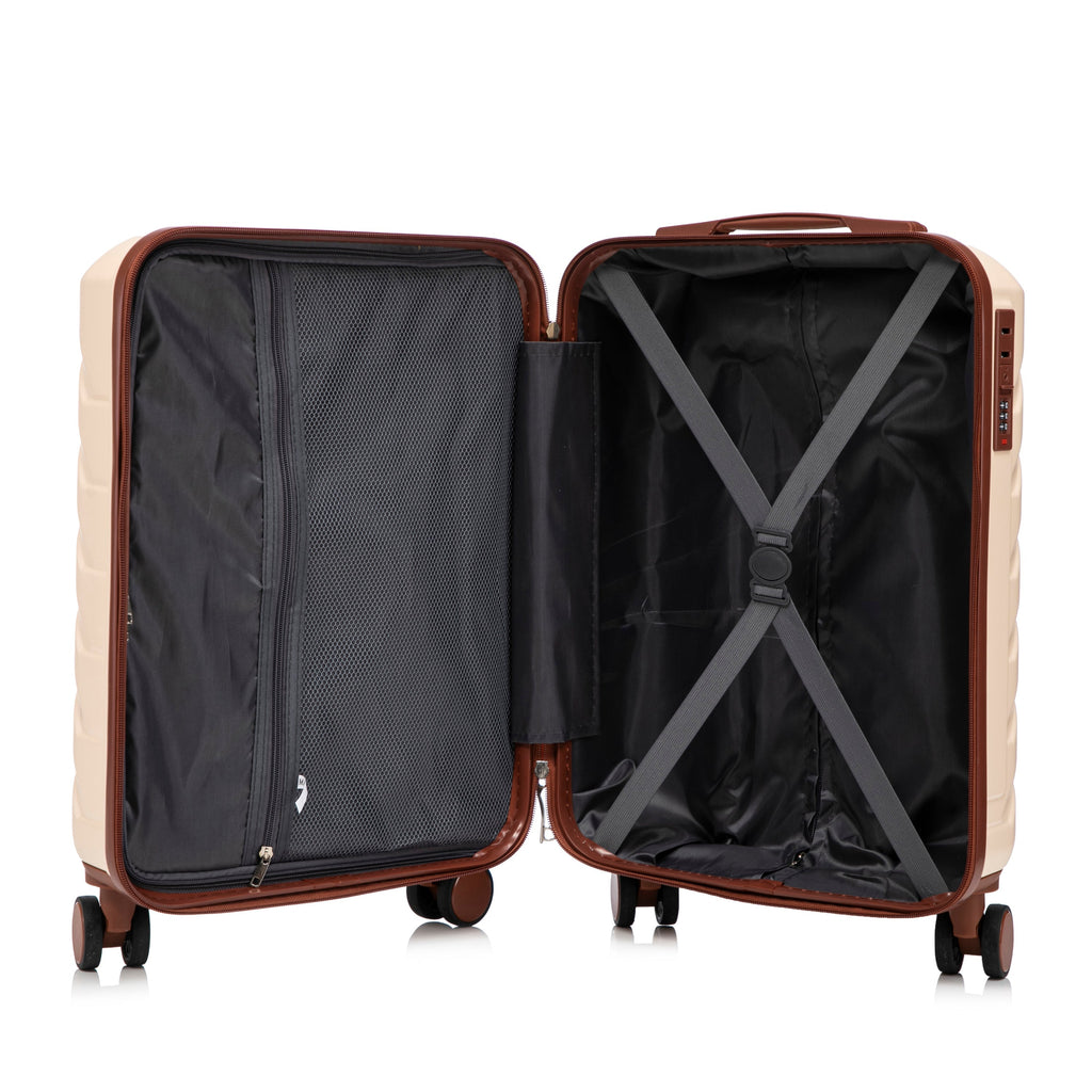 Beige 2-Piece Spinner Luggage Set with Hard Shell - Beige