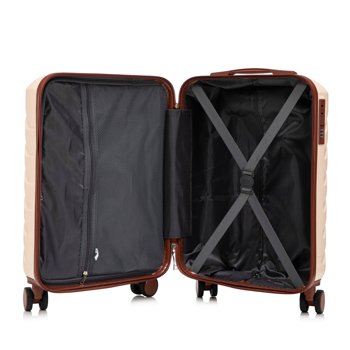 Beige 2-Piece Spinner Luggage Set with Hard Shell - Beige