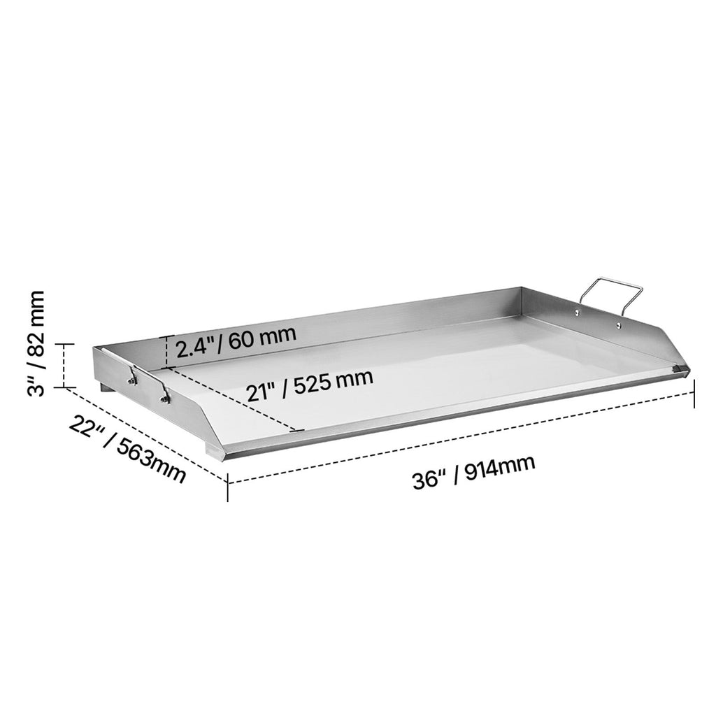 Stainless Steel Flat Top Griddle with Grease Trough – Silver