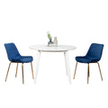 White Round 3-Piece Dining Set with Contemporary Chairs - White