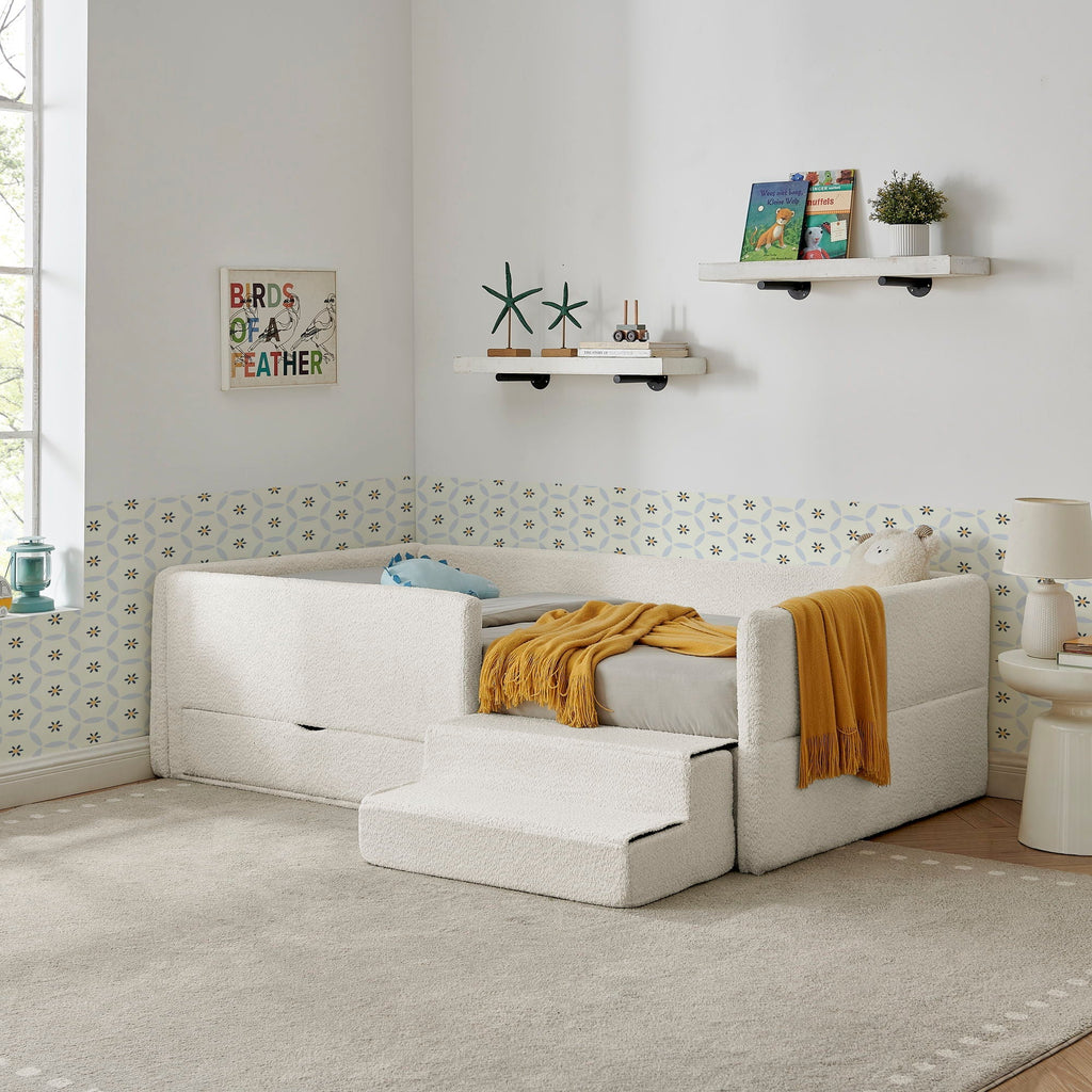 Safe Kids Bed with Guardrails and Storage - Twin, Multiple Colors