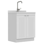 Laundry Cabinet with Stainless Steel Sink and Faucet - White