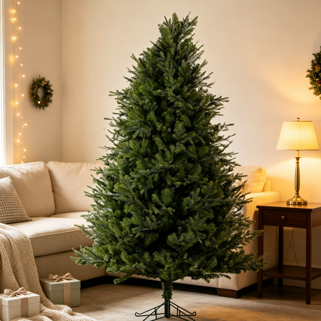 7 Ft Realistic PE/PVC Hybrid Christmas Tree with Fresh Pine Scent