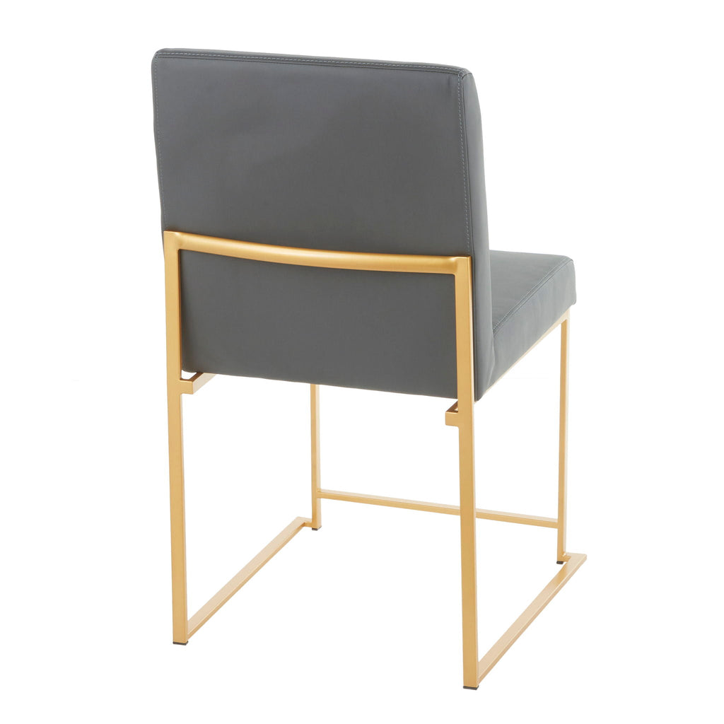 Contemporary High Back Dining Chair Set with Upholstered Seat - Multiple Colors