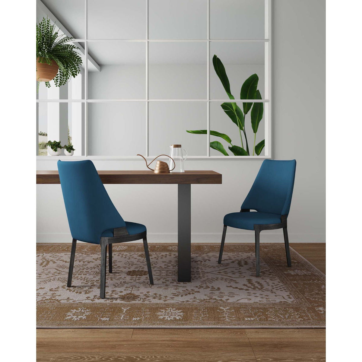 Kara Dining Chair Set of 2 with Solid Beech Wood Frame – Blue or Gray