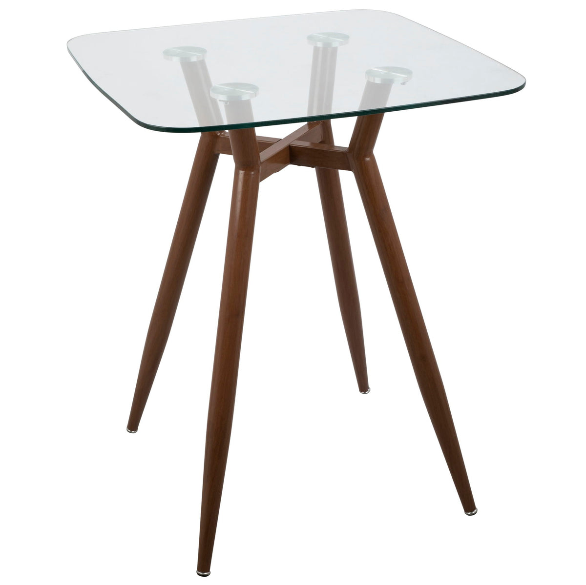 Mid Century Modern Square Counter Table with Sturdy Metal Base - Dark Brown or Black