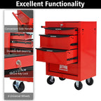 Rolling Metal Tool Chest with 4 Drawers - Red & Black