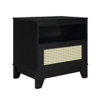Modern Cane Accent Nightstand with 1 Drawer - Black or Light Brown