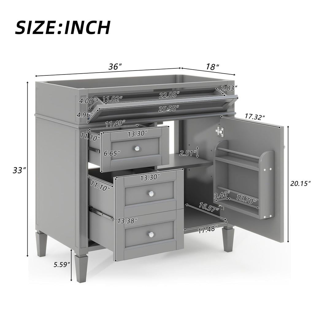Bathroom Vanity with 2 Drawers and Tip-Out Storage - Multiple Colors