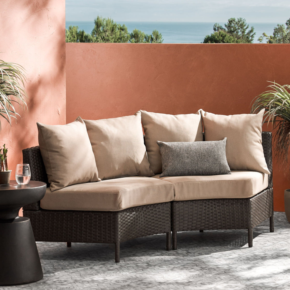 Pt Limon Modern Outdoor Single Sofa with Iron Frame – Pearl Silver or Light Brown