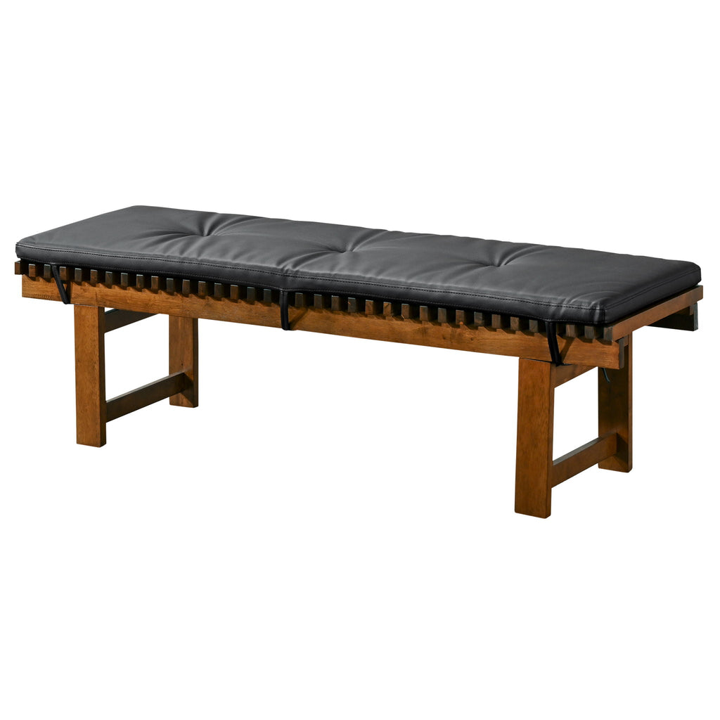 Black Upholstered Bench with Solid Wood Frame - Lucia