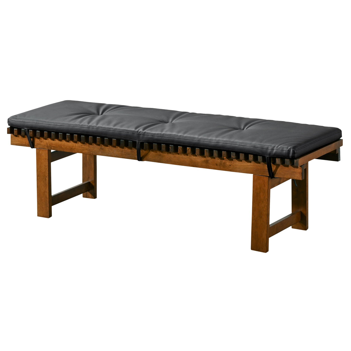 Black Upholstered Bench with Solid Wood Frame - Lucia