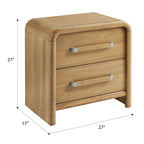 2 Drawer Nightstand with USB Charging - Brown