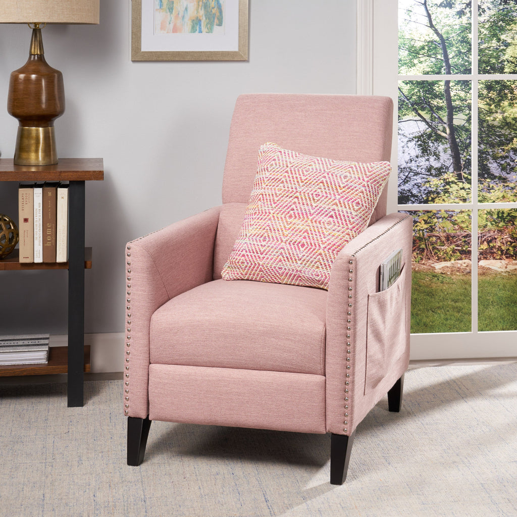 Pushback Recliner Chair with Side Pocket - Blush