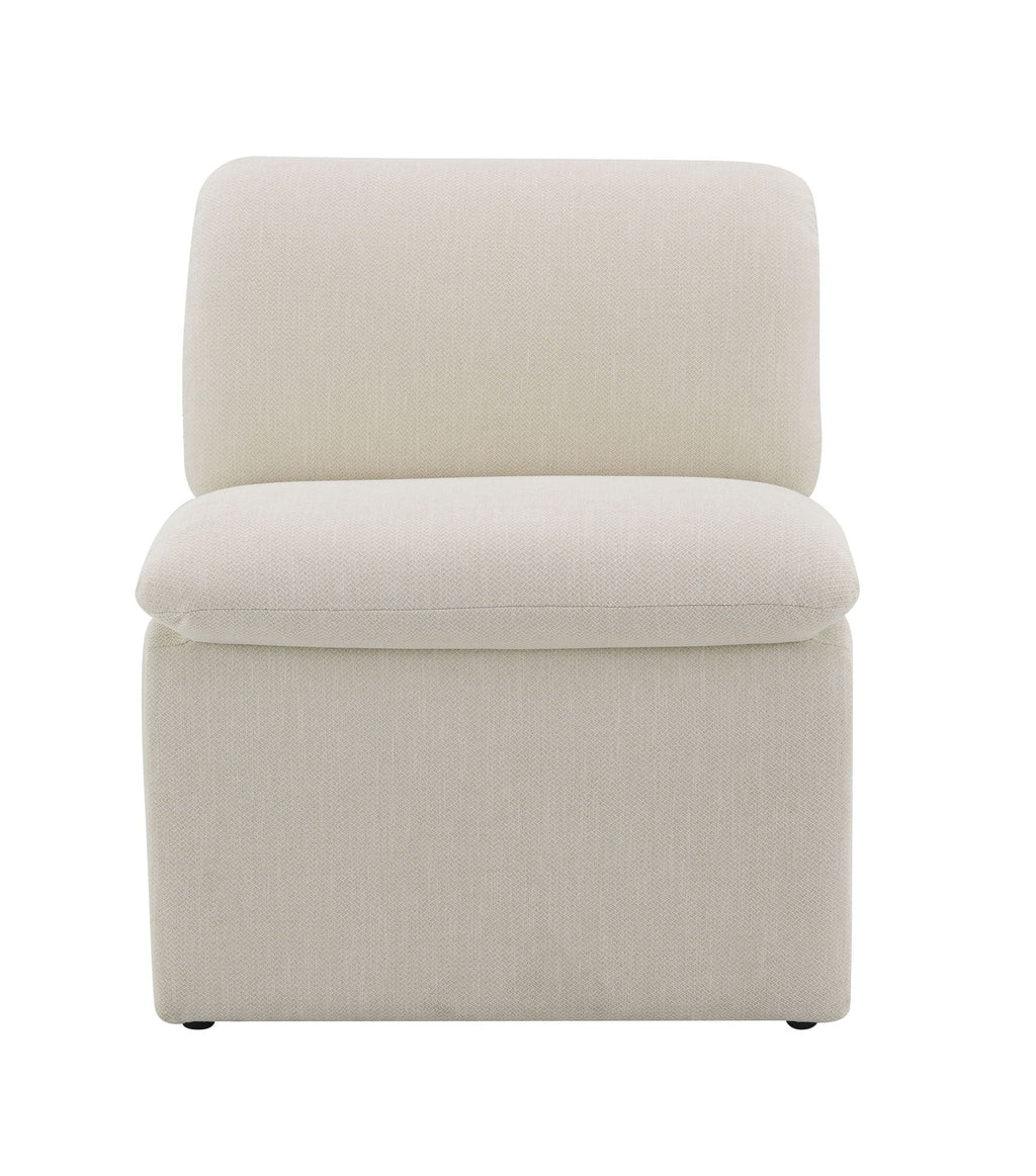 Curved Shape Accent Chair with Premium Fabric Upholstery - Beige or Green