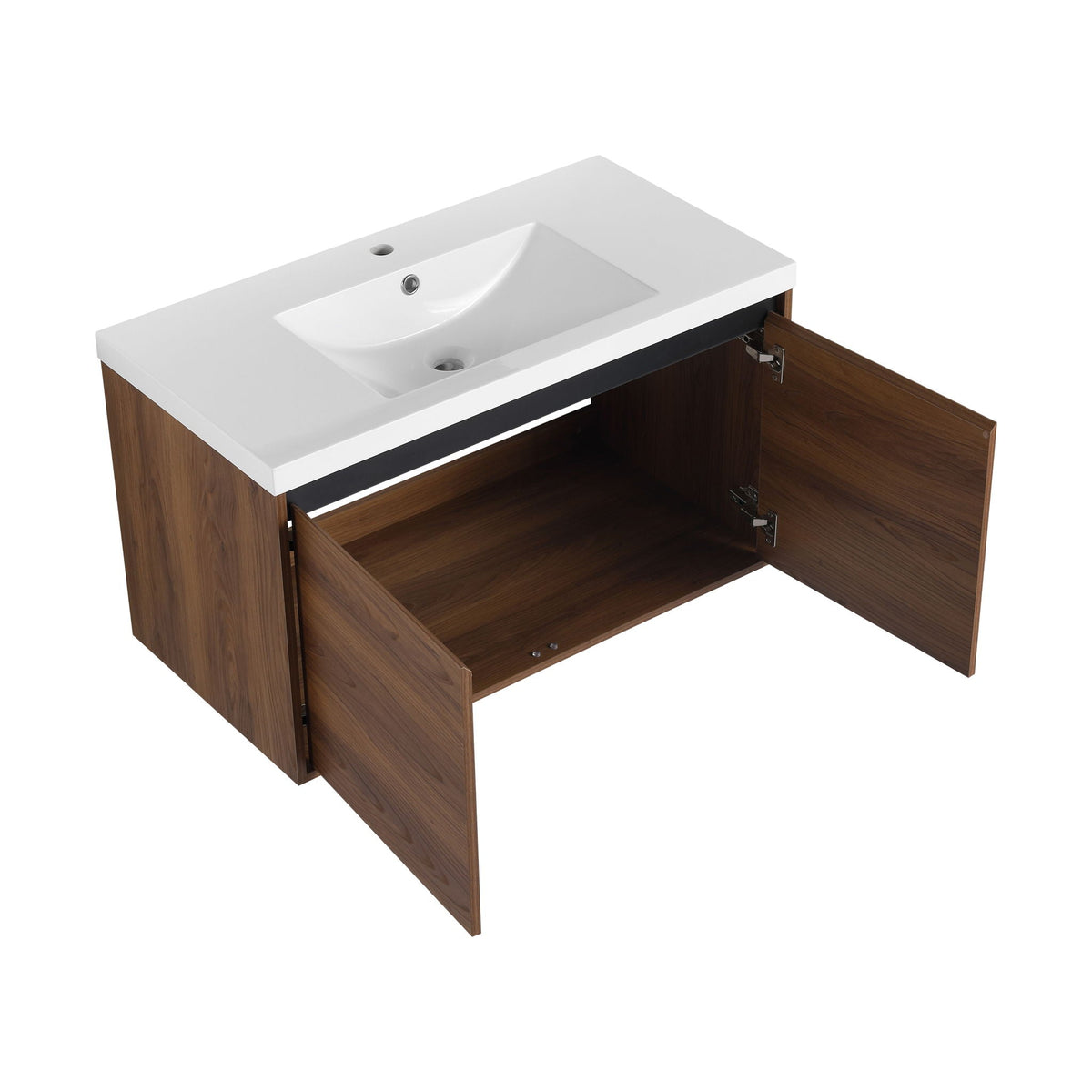 Bathroom Vanity Set with Resin Countertop Sink - Dark Brown