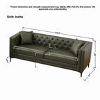 83" Tech Fabric Sofa with Metal Legs, 3 Seater Modern Upholstered Sofa - Green
